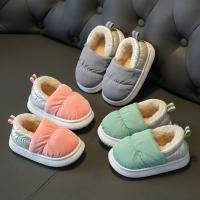 Zapatos De Algodón Para Niños Y Niñas Con Lining De Peluche Calientes Antideslizantes Para Interior Color Sólido Protección Contra El Frío - details 0