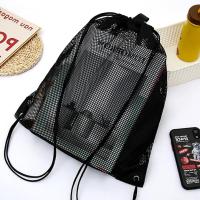 Mochilas de malla con cordón, bolsa de malla negra resistente para playa, gimnasio, compras, natación - details 1