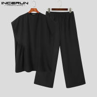 Nueva Conjunto De Ropa Para Hombres Estilo Musulmán Con Mangas Bajadas Pliegues Cuello Medio Media Longitud Pantalones Sueltos 2 Piezas Tallas S-5XL INCERUN 2024 - details 9