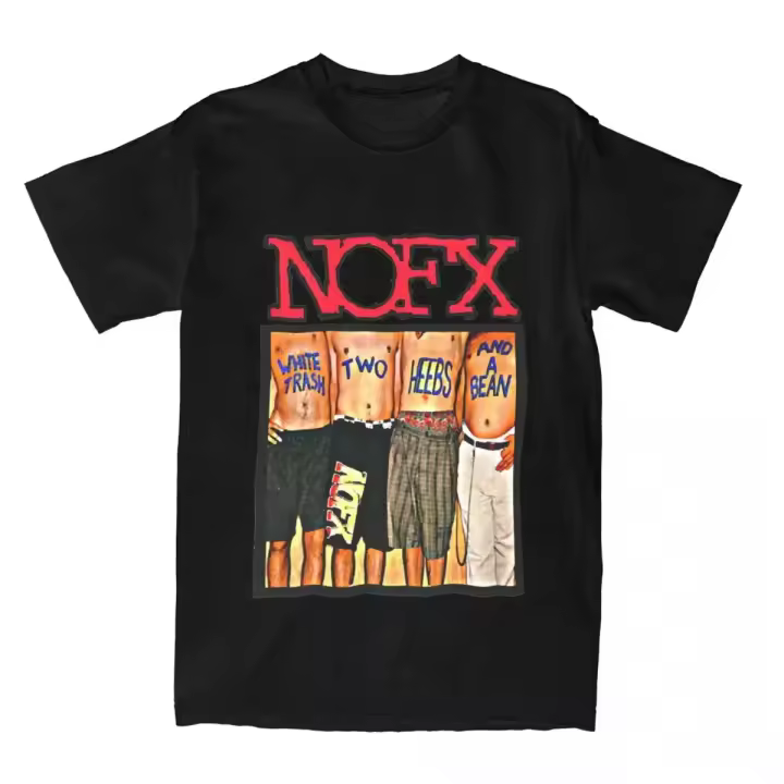 Camiseta Nofx Punk Rock Unisex Oversized O-Neck Casual Vintage Harajuku Para Hombres Y Mujeres Talla Grande Ropa De Calle - 1