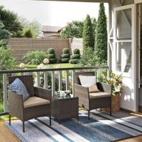 Conjunto de Muebles de Jardín en Ratán - Incluye 2 Sillones y 1 Mesa para Patio y Terraza - details 2