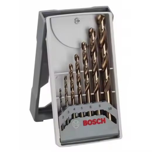 Bosch Profesional 2 608 589 296 - Set de 7 brocas para metal Mini X-Line HSS-Co, 135° 2; 3; 4; 5; 6; 8; 10 mm (pack 7) - 1