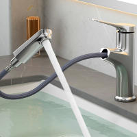Grifo De Baño De Mano Con Agua Caliente Y Fría Tipo Pull-out Para Accesorios De Baño Grifo De Pórtico Cerámica Contemporáneo - details 2