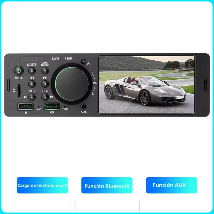BQCC Radio De Coche 1 DIN 4 Pulgadas Bluetooth MP5 Colorido Con Luz USB TF Reproductor De Música Hands-Free Control Remoto Audio ISO - 1