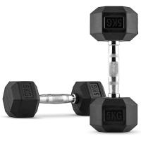 Awiku - 2 Mancuernas Hexagonales de 5kg con Revestimiento de Goma y Mango Cromado - Juego de 2 Mancuernas de 5 kilogramos - Set de Mancuernas hexagonales - details 4