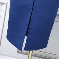 VONDA Vestido Largo Elegante Para Mujer De Seda Satinada Estilo Casual Cuello Erguido Manga Larga Color Sólido Talla Grande - details 8