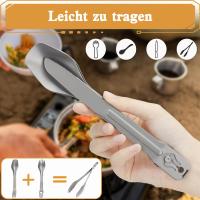LAHAQIQI Conjunto De Utensilios De Camping 5-en-1 Desmontable Cutlería Portátil Silverware Acero Inoxidable Multiherramienta Set Tijeras Spork Cuchara - details 3