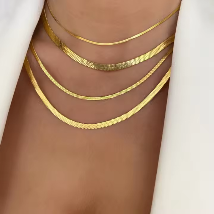 Collar De Cadena De Serpiente Para Mujer Moda Inversa En Acero Inoxidable Color Oro Estilo Clásico Collar De Hombro Joyería - 1