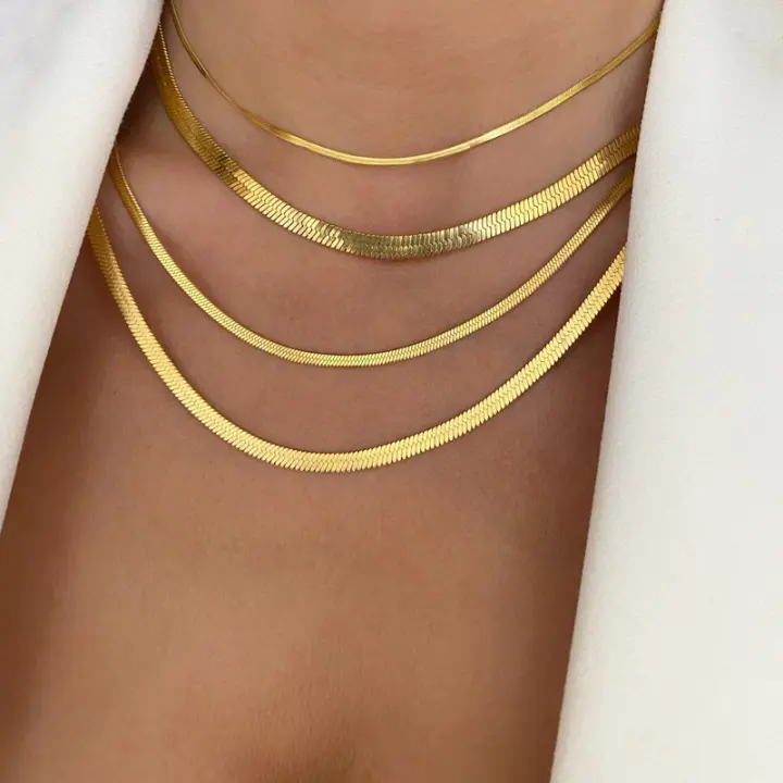 Collar De Cadena De Serpiente Para Mujer Moda Inversa En Acero Inoxidable Color Oro Estilo Clásico Collar De Hombro Joyería - 1