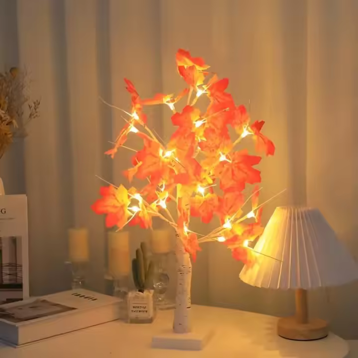 Lámpara De Árbol De Noche Con Hojas De Arce LED Para Jardín Decoración De Año Nuevo Y Halloween Iluminación USB Y Batería Simulación De Paisaje - 1