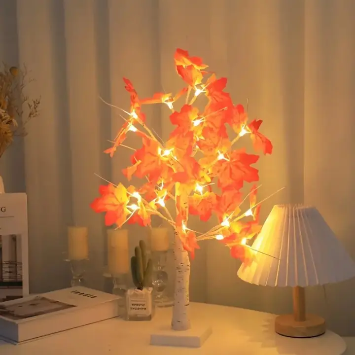 Lámpara De Árbol De Noche Con Hojas De Arce LED Para Jardín Decoración De Año Nuevo Y Halloween Iluminación USB Y Batería Simulación De Paisaje - 1