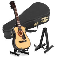Mini Guitarra De Madera Con Soporte Decoración Musical Para Sala De Estar Dormitorio Estudio Modelo De Instrumento Musical Tamaño 15cm - details 0