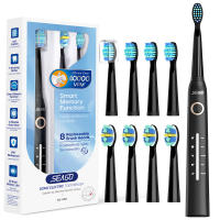 Seago cepillo de dientes eléctrico sónico, cepillo electrico con 8 cabezas, carga USB, cepillo de dientes eléctrico ultrasónicos 5 modos y temporizador, IPX7 Impermeable, para viaja (negro) - details 18