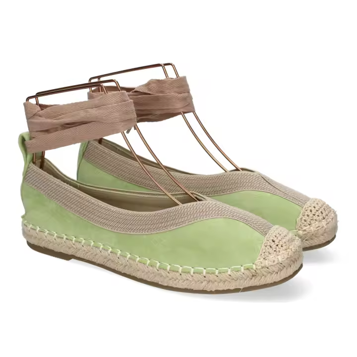 Alpargatas estilo Bailarinas planas en yute para mujer verdes 1Q30 - 1