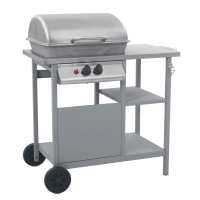 vidaXL Barbacoa Portátil Gas Mesita 3 Estantes Acero Plata BBQ Parrilla Color Negro y plateado,  Negro,  Plateado y mas - details 2