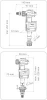 Válvula de llenado de cisterna wc universal Idrospania Duo Compact | Grifo flotador mecanismo de alimentación intercambiable - details 2
