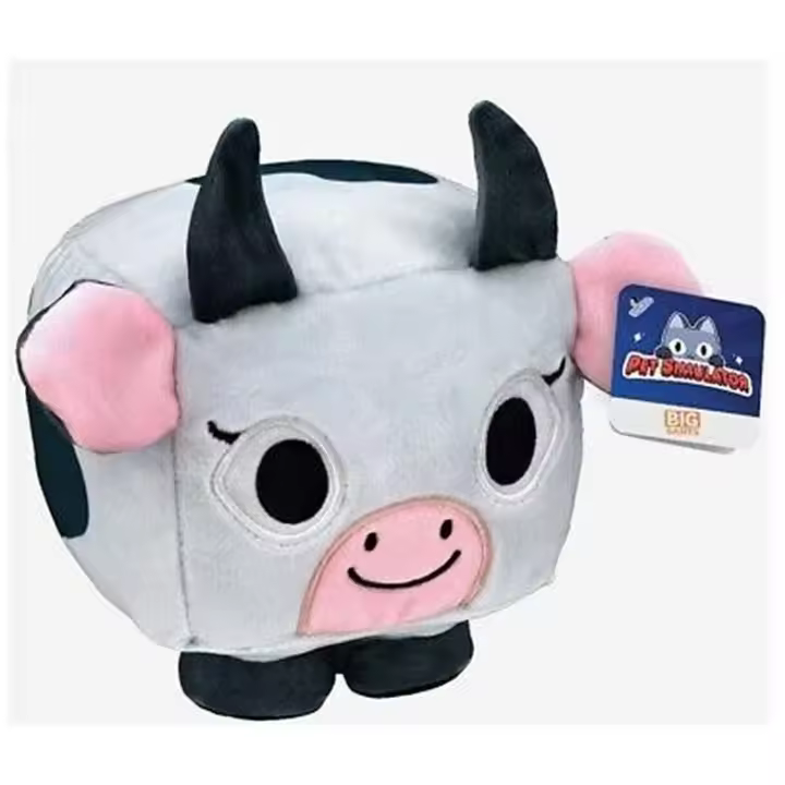 BIG GAMES - Peluche Vaquita Lucky - PET SIMULATOR -Color Rosa, gris y negro - Coleccionable - Idea Regalo - Peluche  Suave - Material de alta calidad - Divertido - Mayores de 3 años - 1