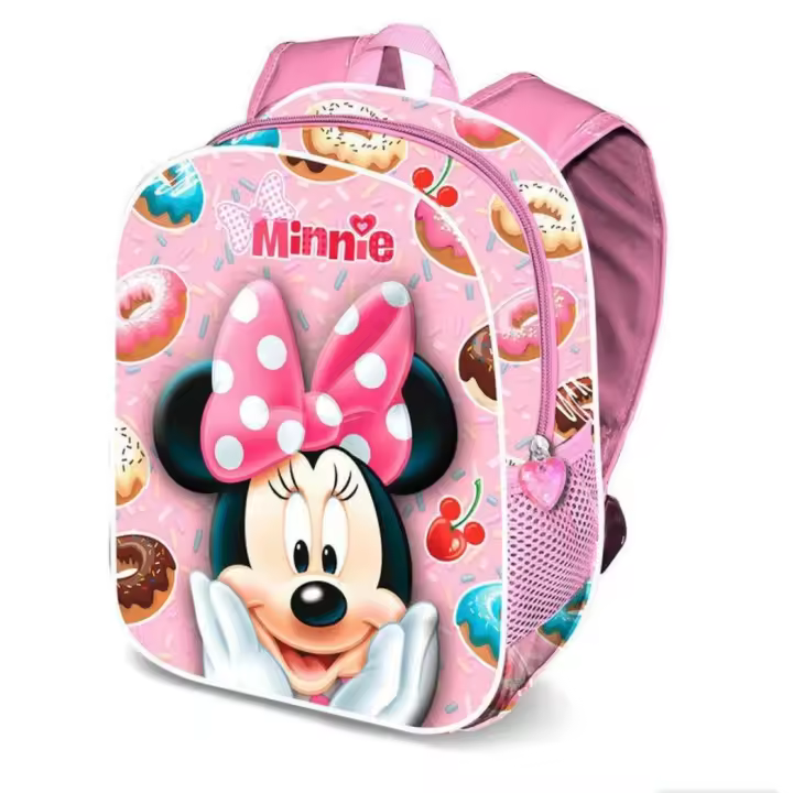 Mochila 3D Pequeña Minnie Mouse Sweet Color Rosa. Mochila preescolar con relieve frontal 3D. KARACTERMANIA - 1