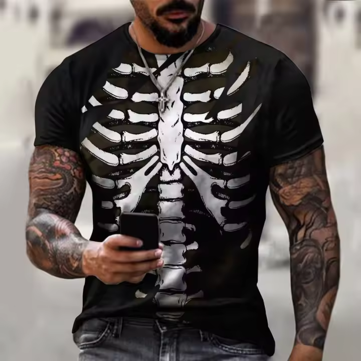 Camiseta De Terror Con Esqueleto 3D Para Hombres Y Mujeres Moda Oversize Manga Corta Camisetas De Calle Para Niños Ropa Top - 1