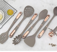 Utensilios De Cocina De Silicona Antiadherente Herramientas De Cocina Modernas Resistentes Al Calor Con Pátina Dorada - details 5