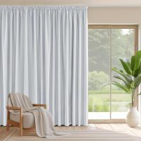 Cortina Blanca Opaca Cortinas Aislantes Termicas Cortinas Salon 3 Metros Ancho Cortinas Dormitorio Cortinas Ventanas Grandes para Riel, 1 Pieza, 300x260 CM, Blanco Gris - details 0