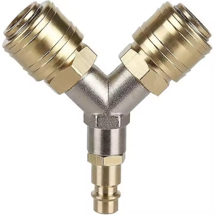 Distribuidor de aire comprimido, conector, interruptor, dos conectores roscados de 1/4 de pulgada, latón resistente a la corrosión. - 1