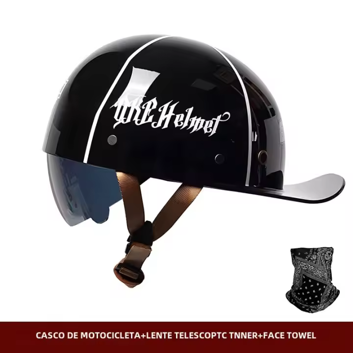 Casco De Motocicleta Con Endoscopio Casco De Medio Cuerpo Para Crucero Universal Scooter Bicicleta Seguridad Personalizada En Verano Para Hombres Y Mujeres - 1