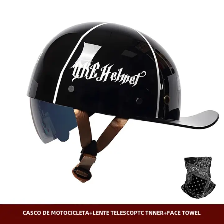 Casco De Motocicleta Con Endoscopio Casco De Medio Cuerpo Para Crucero Universal Scooter Bicicleta Seguridad Personalizada En Verano Para Hombres Y Mujeres - 1