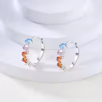 Pendientes De Aro De Plata 925 Para Mujer Con Zirconia Joyería De Moda Regalo Original Eardrop Pendientes Metálicos Tipo Aro - details 36
