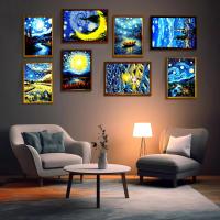 Marco De Fotos Pintura LED Luz Nocturna Lámpara De La Luna Van Gogh Cielo Estrellado Arte Para La Pared Decoración De Habitación Regalos Para Amigos - details 5