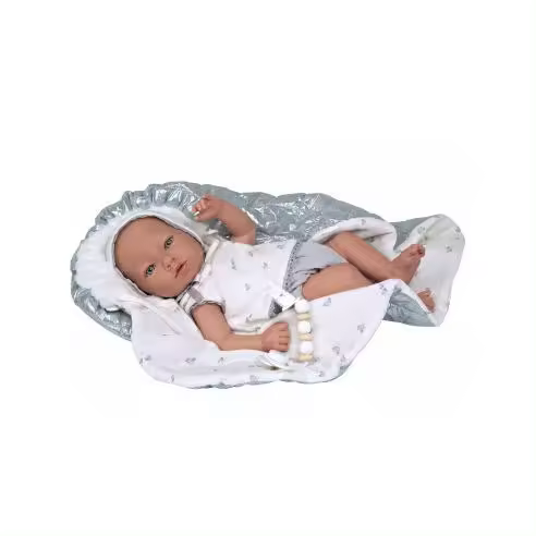 Muñeca Reborn 38 cm Borja Gris con Manta - Arias 98172 - 1