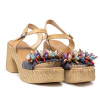 PORRONET 3063-168 Sandalias plataforma mujer 32121 24V SANDALIA PLATAFORMA FRUTAS NATURAL AZUL - details 0