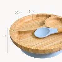 Juego de vajilla de bambú para bebé con ventosa, plato dividido y cuchara de silicona - Althea Living - details 1