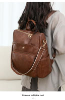 Nuevo bolso de cuero suave, gran capacidad, mochila retro europea y americana, gran capacidad, moda, color en contraste, mochila para mamá de doble propósito - details 11