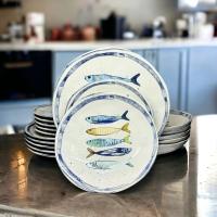 Vajilla La Mediterránea18 platos, para 6 personas; 6 platos llanos grandes 26cm; 6 platos para postre 20cm; 6 platos hondos para sopa o ensalada 20x5 cm - details 0