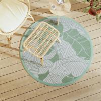 vidaXL Alfombra de exterior PP Ø120 cm Color Verde claro,  verde,  green leaf pattern y mas - details 0