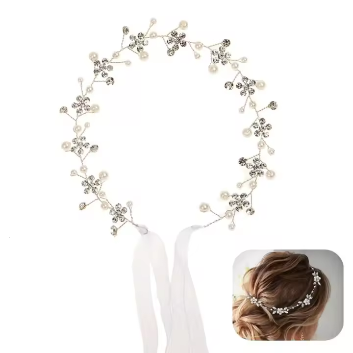 Diadema de niña DE LAS Flores Boda Cabello Vid Bautismo Corona Comunión Diadema con girta para Novia y Dama de Honor Mujeres Navidad Halloween - 1