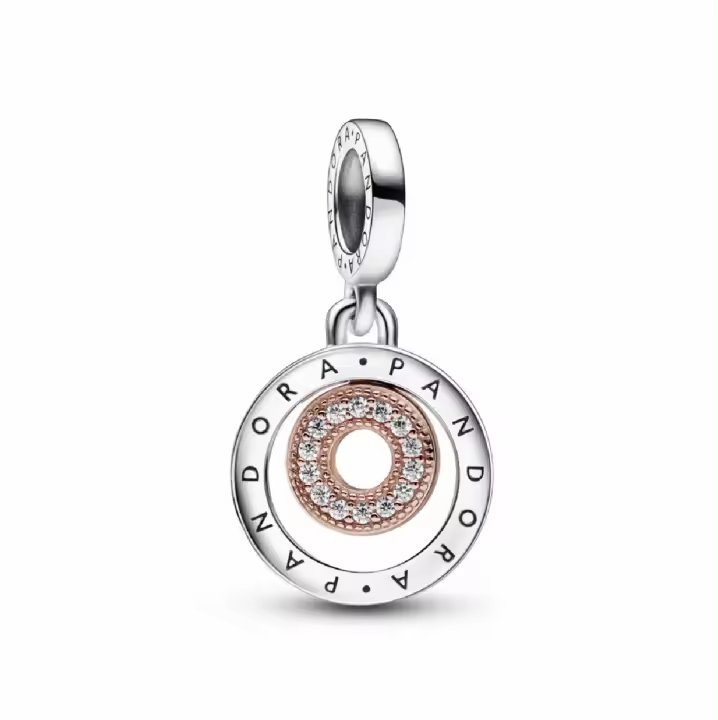 Charm colgante Pandora Signature Logo dos tonos círculo - 1