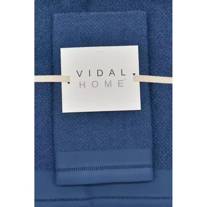 Juego de 3 Toallas, 100% Algodón, Modelo Ponto Aberto, Color Azul, Vidal Home - 1