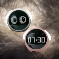 Reloj De Alarma Para Niños Con Luz Nocturna Y Control De Voz Reloj Digital LED Multifuncional Con Expresión Luminosa Y Función De Sonno - details 1