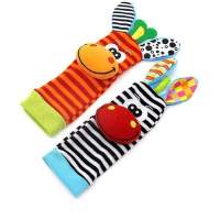 4 pcs Baby Handles and Socks, Handles Watch Straps Rattles and Socks Foot Finder Developmental Game Gift for Toddlers Boys Girls - details 2