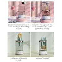 Limpiador de brochas, limpiador de brochas de maquillaje eléctrico automático, limpiador de brochas de maquillaje, limpieza profunda por giro, se adapta a todos los tamaños de brochas de maquillaje (recargable, blanco) - details 4