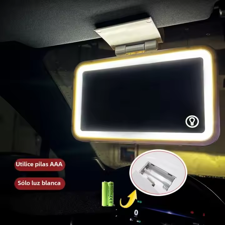 Espejo De Mano Para Coche Con LED Y Ajuste Tridimensional Espejo De Maquillaje Para Mujer Ultrafino Visera Solar De Coche - 1