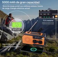 Radio solar, generador recargable e impermeable de 5000 mAh, radio portátil con indoor, Luz de Lectura, Alarma SOS, AM FM WB radio con manivela, ideal para acampar y hacer senderismo. - details 0