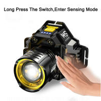 Linterna Frontal LED COB Potente Con Sensor Y Batería Recargable USB Para Pesca Y Camping Lámpara Super Brillante Impermeable - details 2