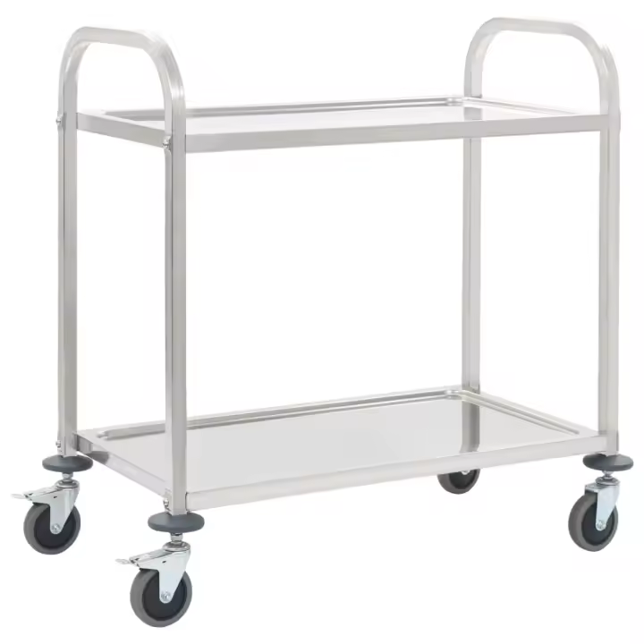 vidaXL Carrito de cocina de acero inoxidable en dimensiones 95 x 45 x 83.5 cm (2 niveles)/96.5 x 55 x 90 cm (3 niveles)/107 x 55 x 125 cm (4 niveles) y más - 1