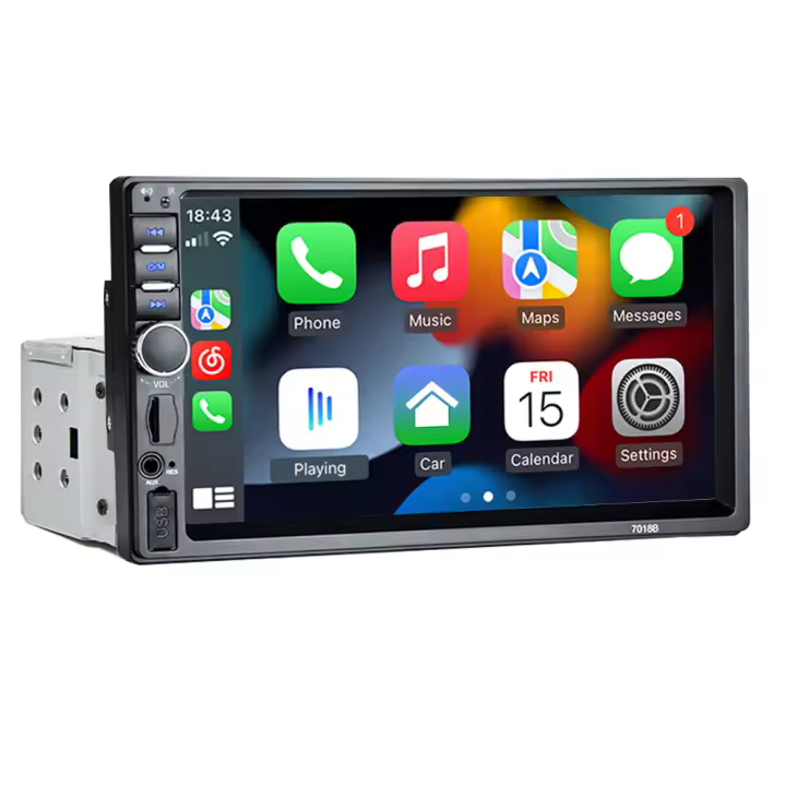Reproductor Multimedia Para Coche HIPPBQCC 7' 1 Din Carplay Android Auto Pantalla Táctil HD FM AUX Entrada Bluetooth MirrorLink Universal - 1