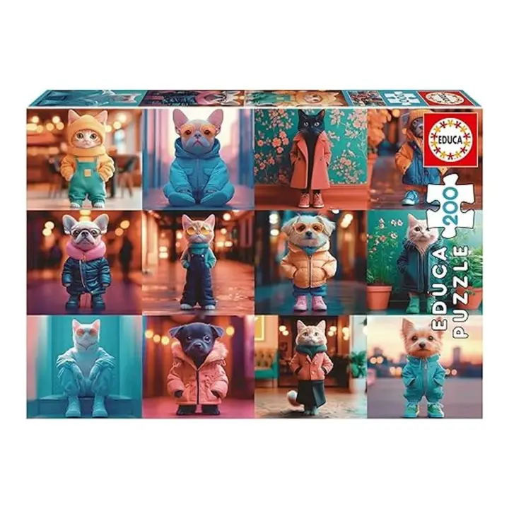 Educa Puzzle Infantil Animales de Moda 200 Piezas 20219 - 1