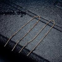 Pendientes de oro de 14K para las mujeres pendientes de hilo colgante minimalismo sumergido pendiente de cadena larga - details 3