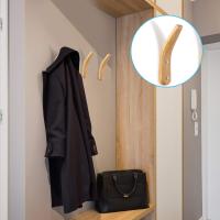 4 piezas de Madera Ganchos de la capa de Madera Natural de montaje en Madera simple moderno en forma de V montado en la comparación de almacenamiento para Colgar Abrigos sombreros Bolsas toallas - details 2